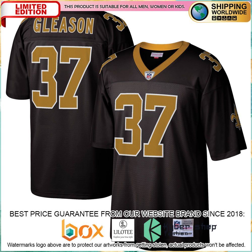 steve gleason new orleans saints mitchell ness legacy replica black football jersey 1 438