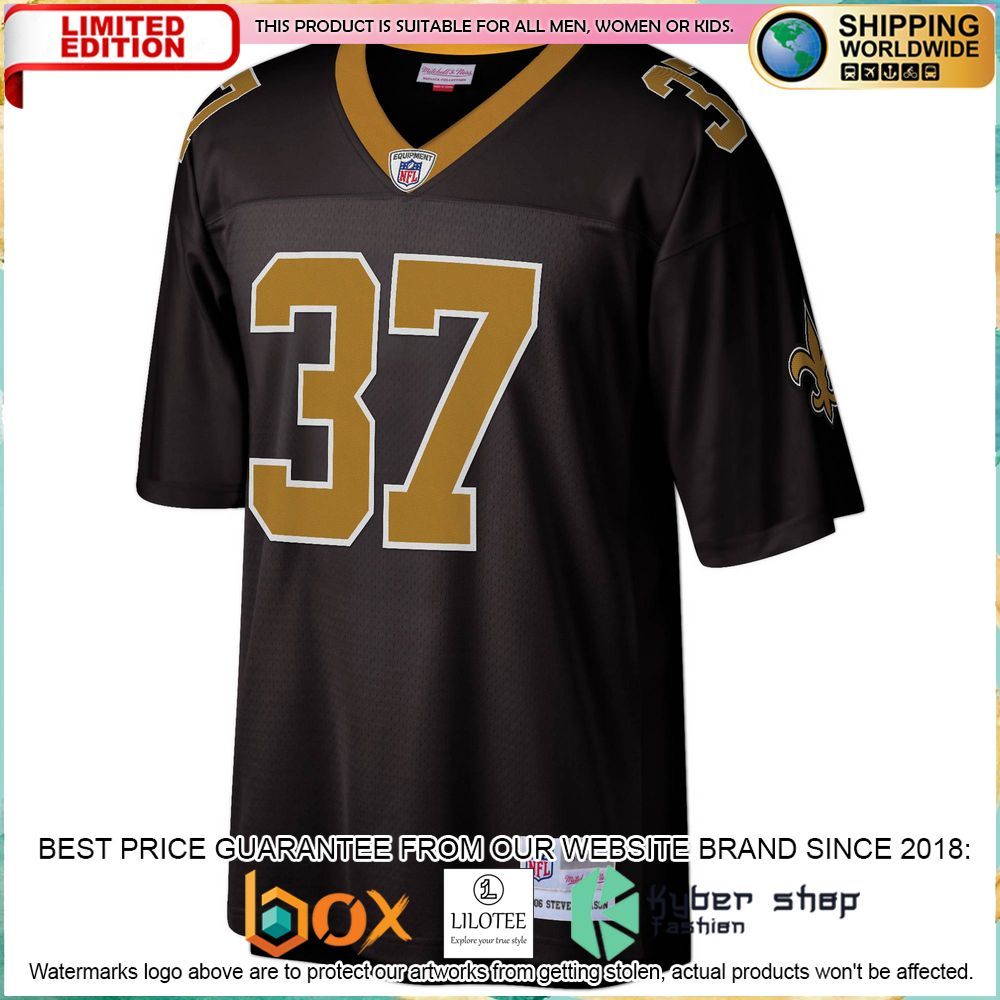 steve gleason new orleans saints mitchell ness legacy replica black football jersey 2 322