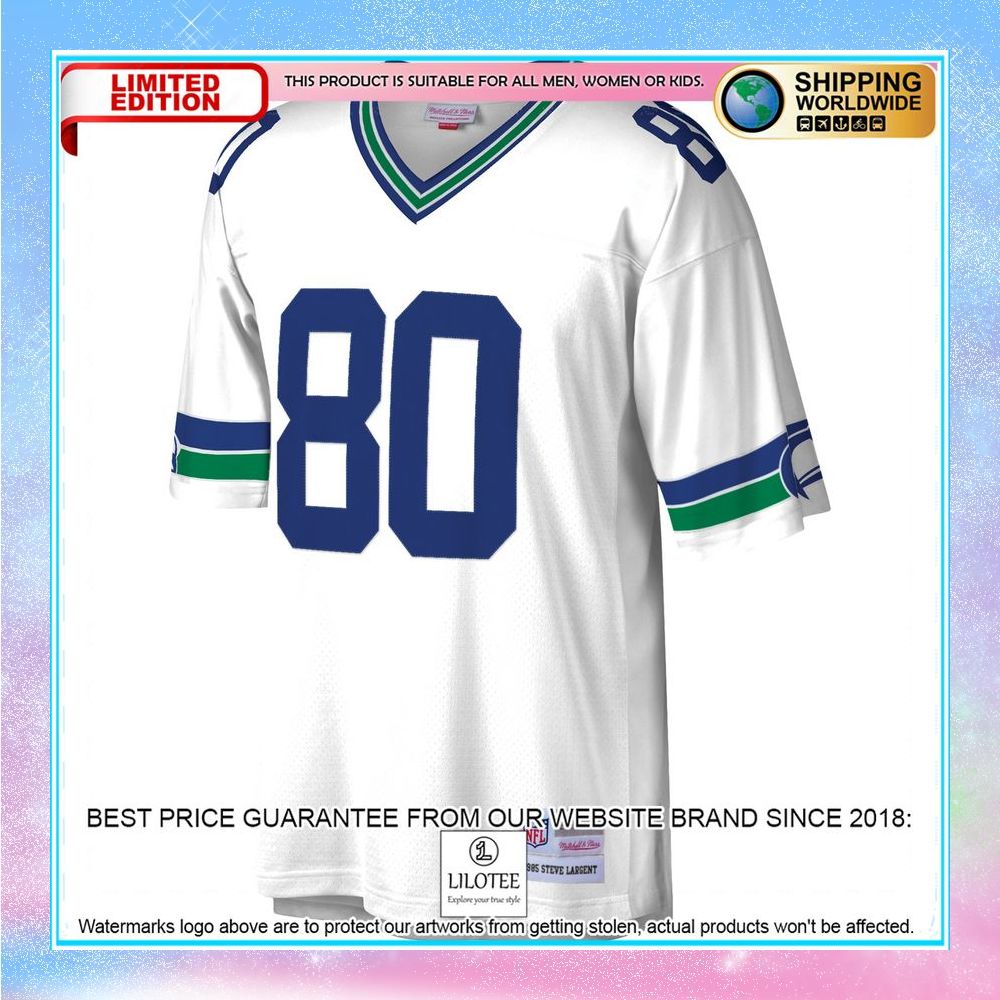 steve largent seattle seahawks mitchell ness legacy replica jersey white football jersey 2 505