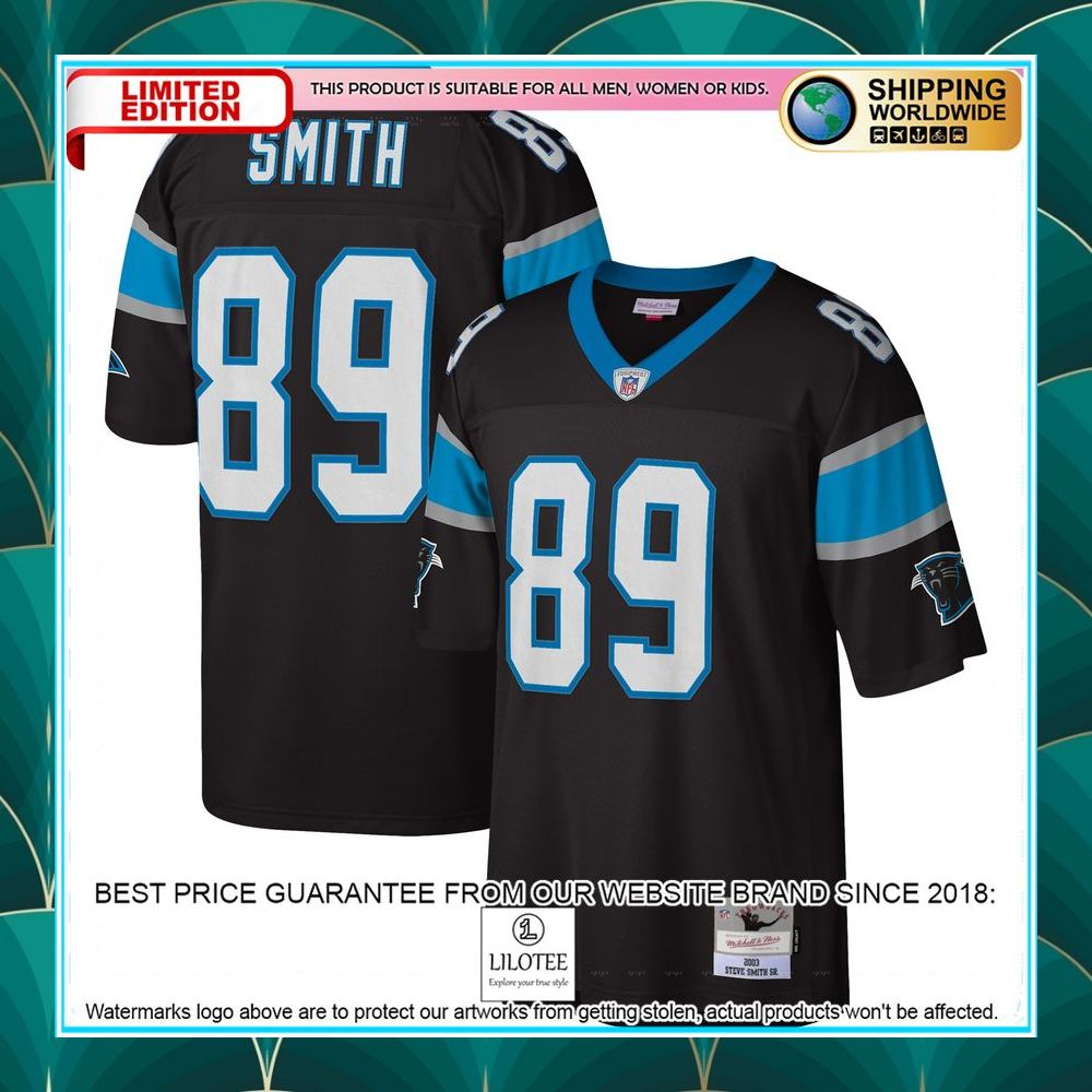 steve smith carolina panthers mitchell ness 2003 legacy replica black football jersey 1 660