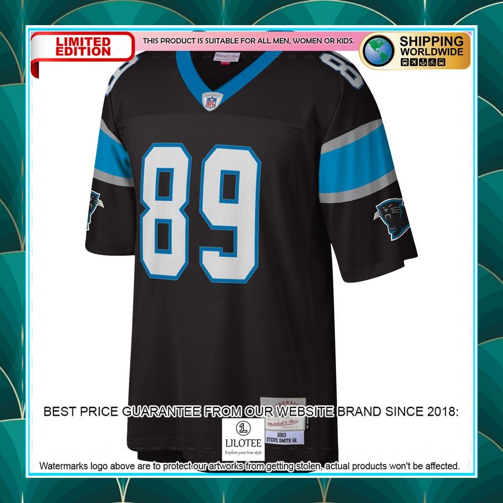 steve smith carolina panthers mitchell ness 2003 legacy replica black football jersey 2 547