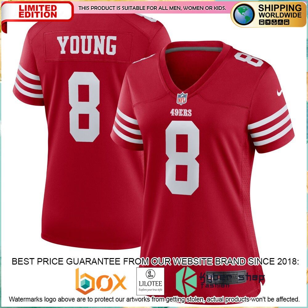 steve young san francisco 49ers nike womens retired scarlet football jersey 1 807