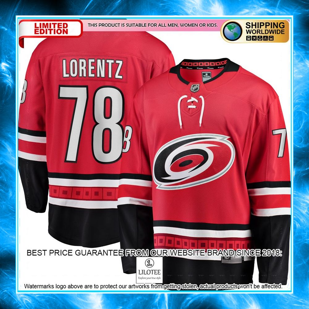 steven lorentz carolina hurricanes red hockey jersey 1 788