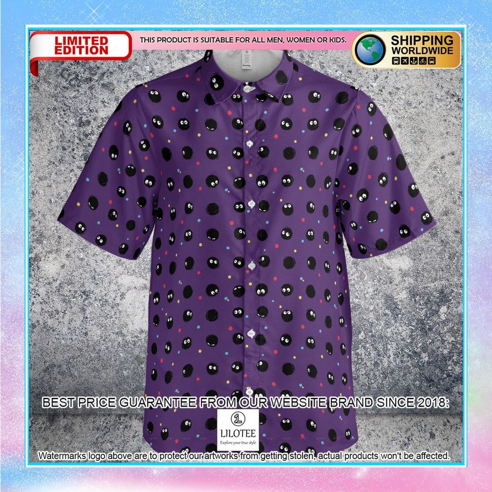 susuwatari studio ghibli anime pattern hawaiian shirt 2 529