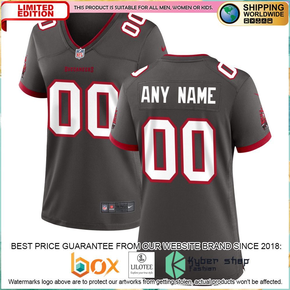 tampa bay buccaneers nike womens alternate custom pewter football jersey 1 653