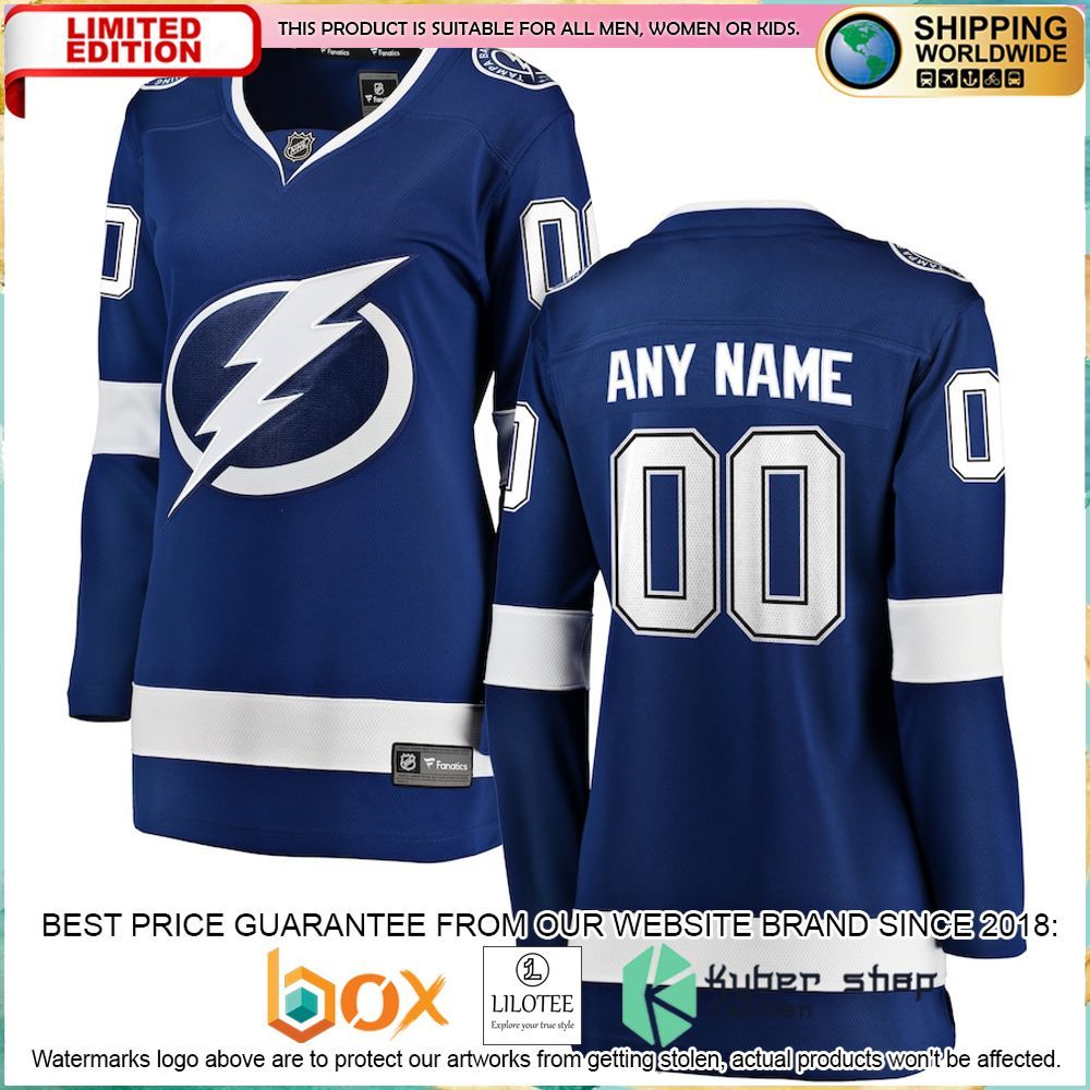 tampa bay lightning fanatics branded womens home custom blue hockey jersey 1 311