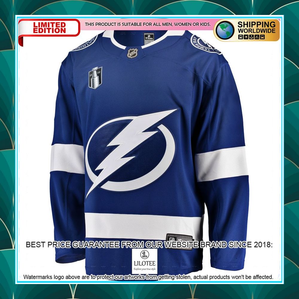 tampa bay lightning home 2022 stanley cup final blue hockey jersey 2 749