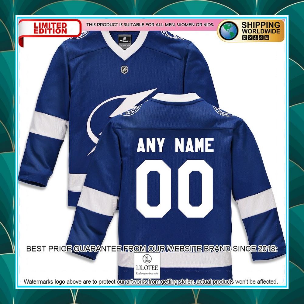 tampa bay lightning youth home custom blue hockey jersey 1 858