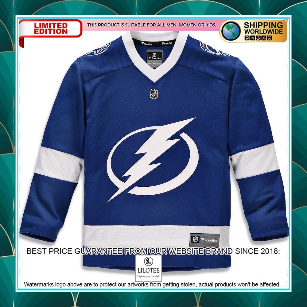 tampa bay lightning youth home custom blue hockey jersey 2 286