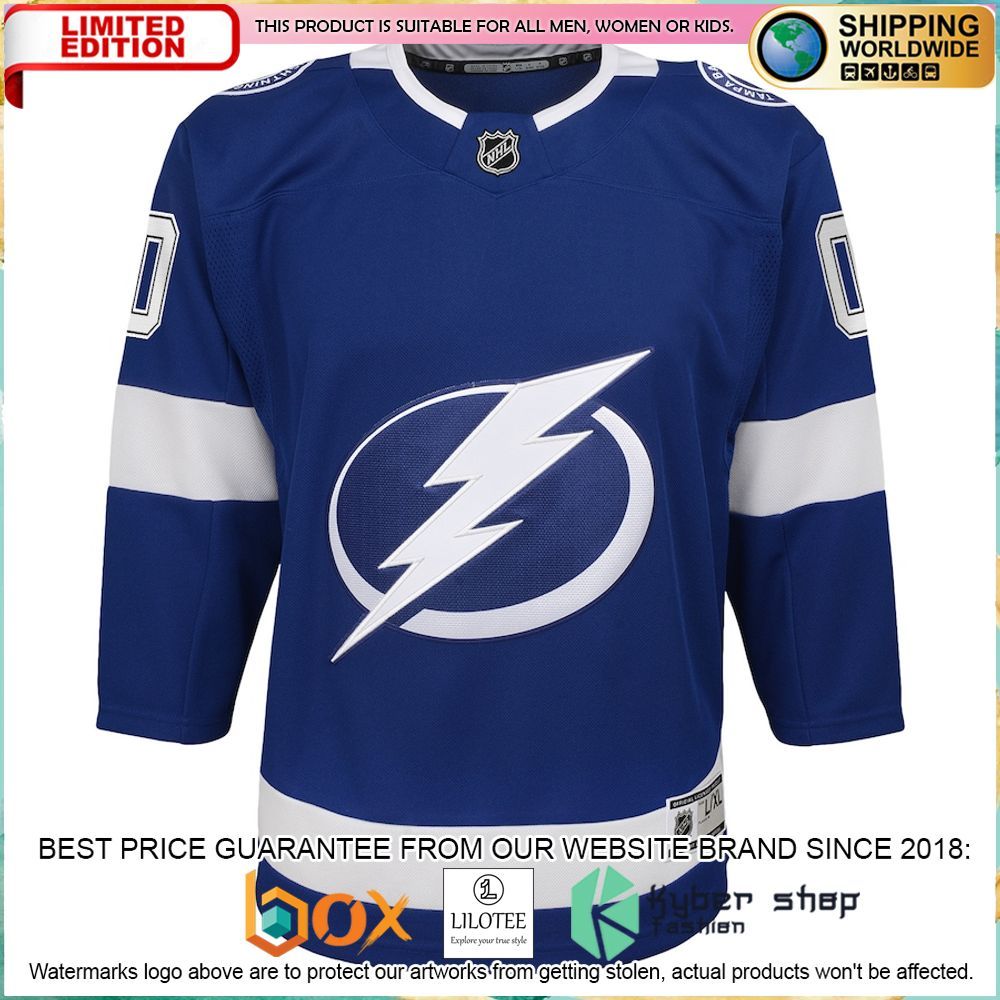 tampa bay lightning youth home custom premier blue hockey jersey 2 573