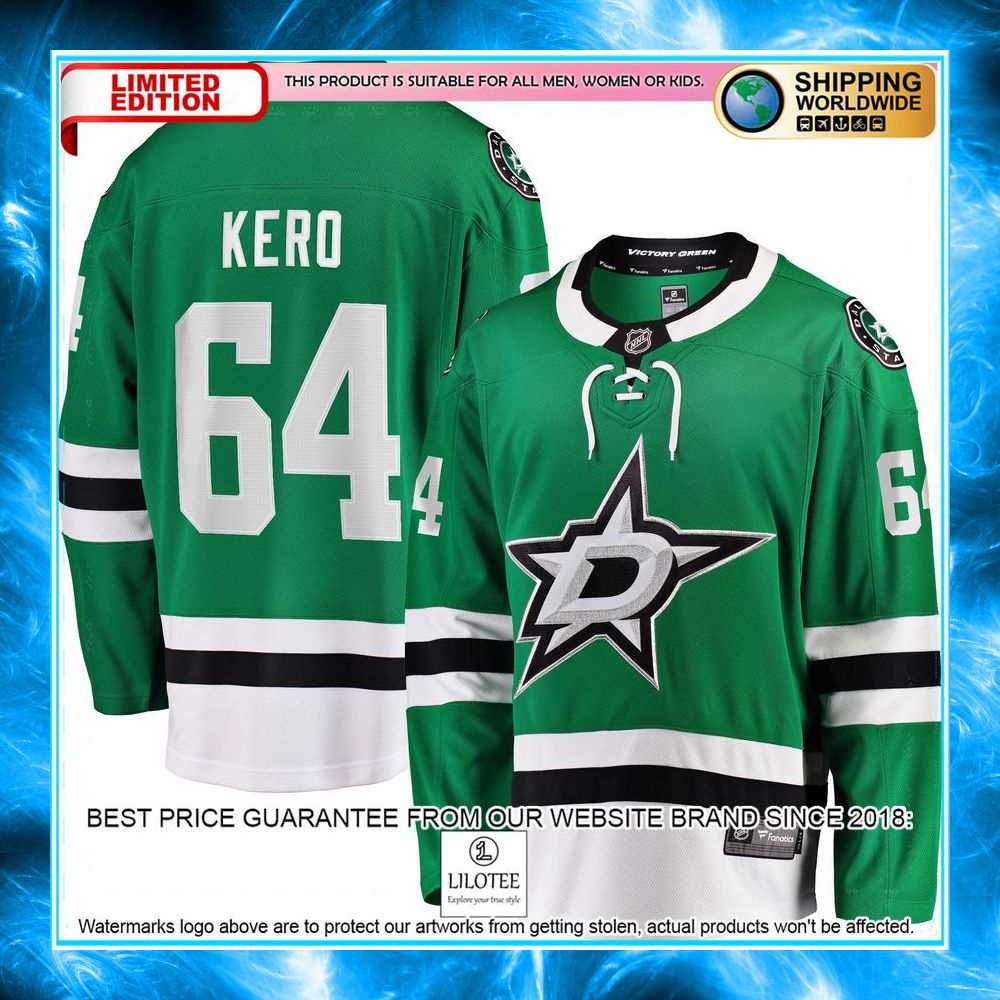 tanner kero dallas stars kelly green hockey jersey 1 913