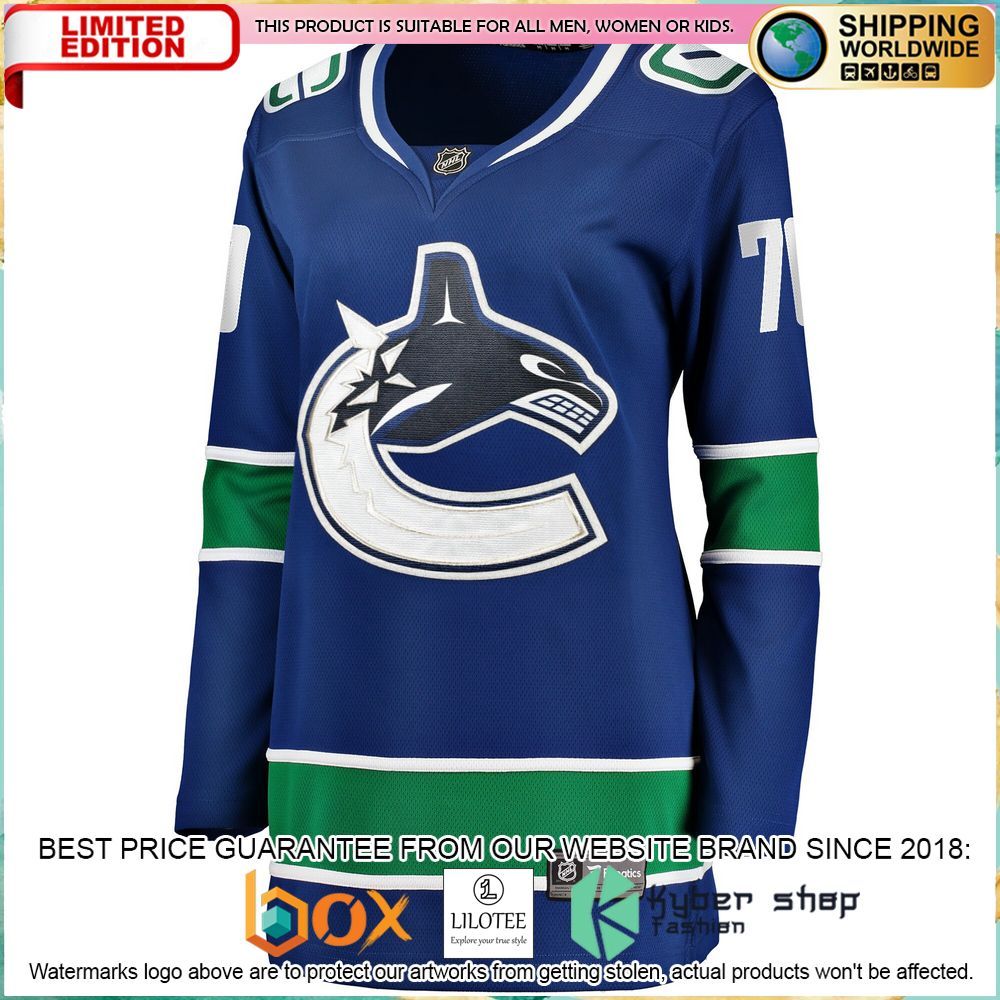 tanner pearson vancouver canucks womens blue hockey jersey 2 440