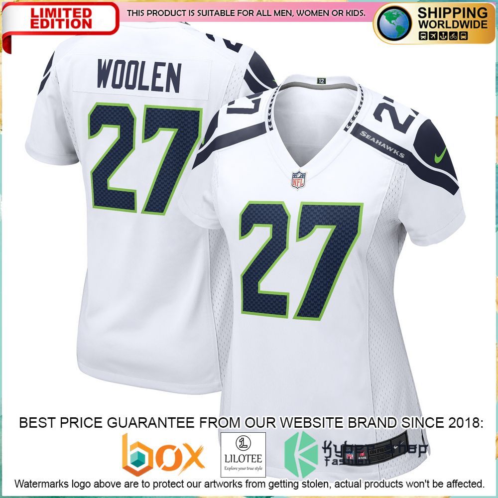 tariq woolen seattle seahawks nike womens white football jersey 1 914