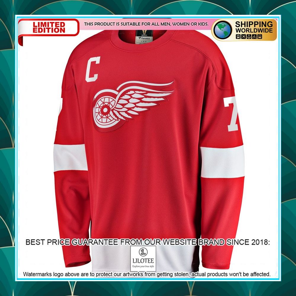 ted lindsay detroit red wings premier retired red hockey jersey 2 37