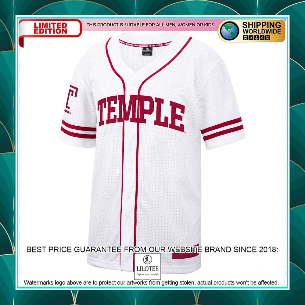 temple owls white baseball jersey 2 874