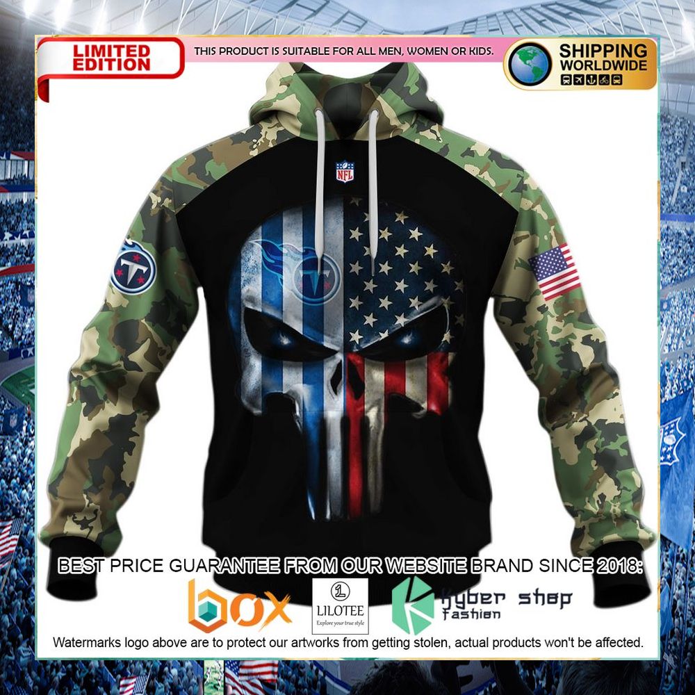 tennessee titans army camouflage american flag punisher skull hoodie shirt 1 854