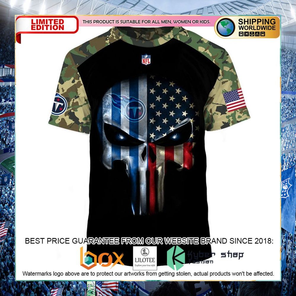 tennessee titans army camouflage american flag punisher skull hoodie shirt 2 835