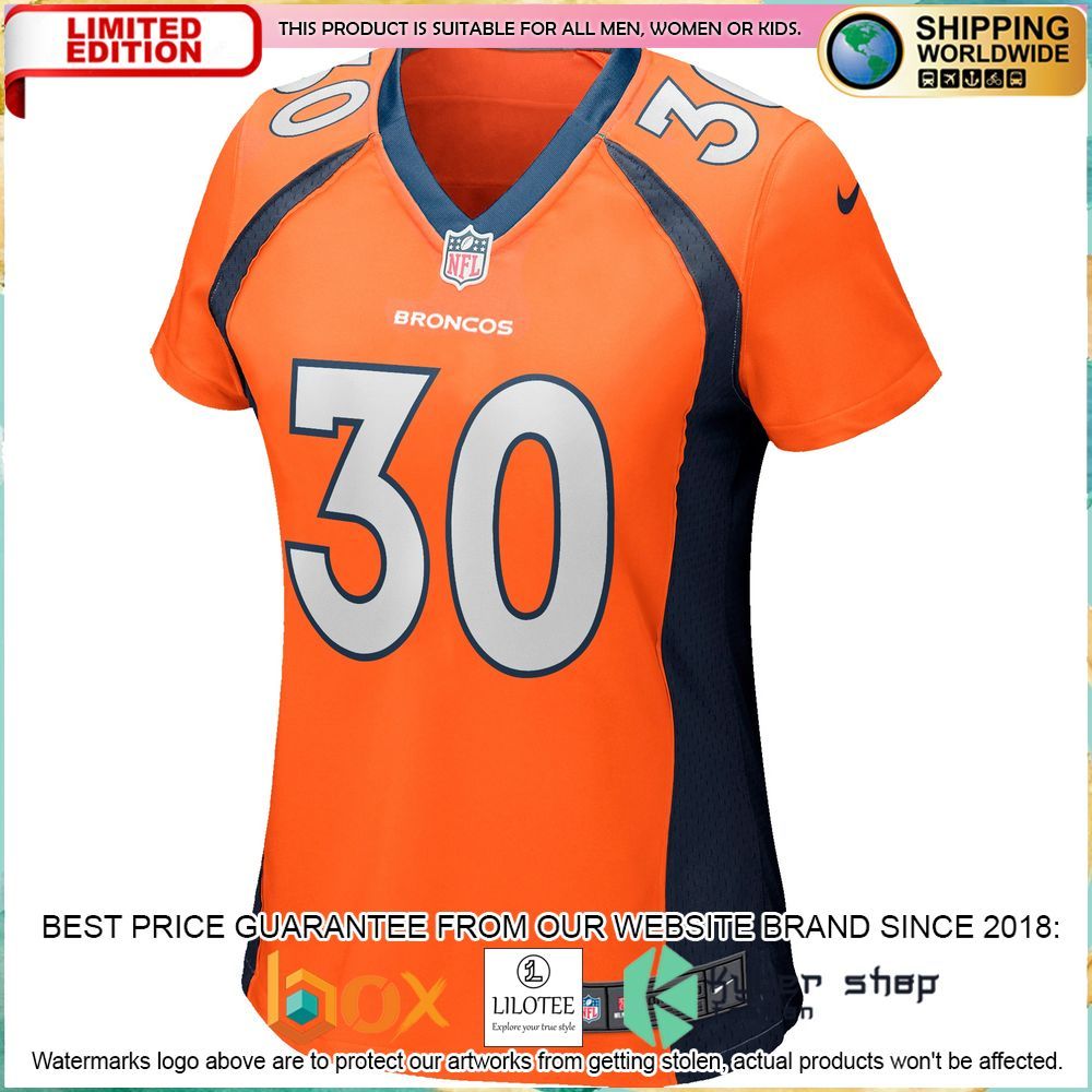 terrell davis denver broncos nike womens retired orange football jersey 2 518