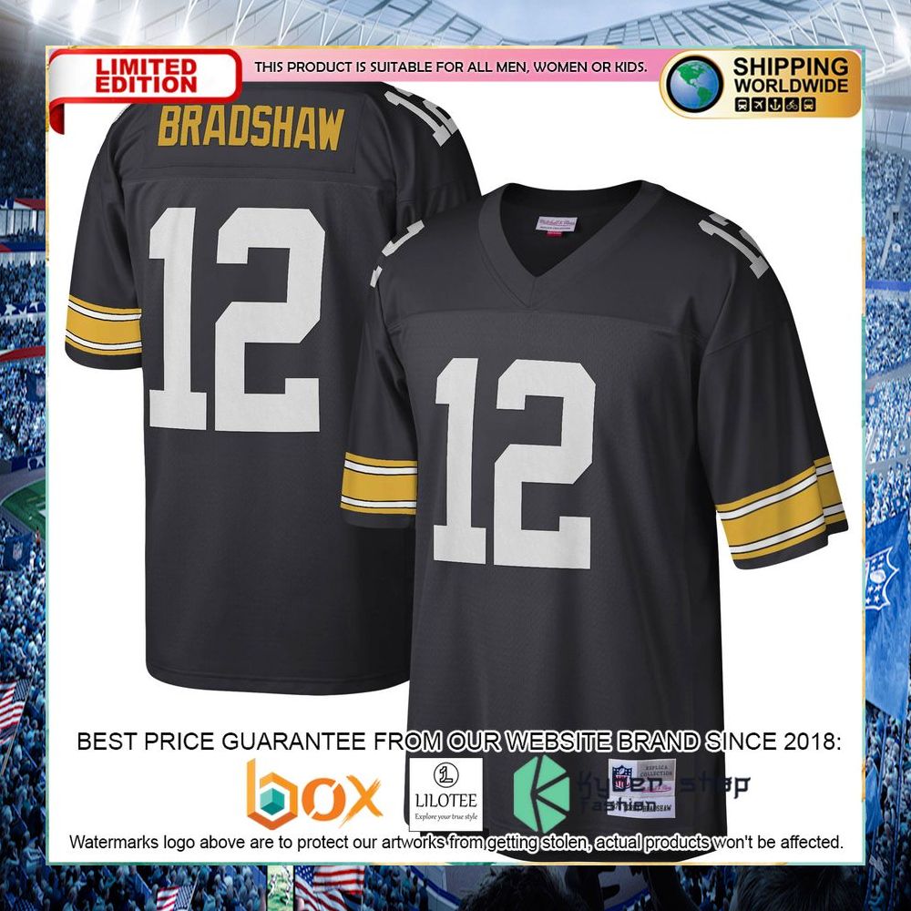 Terry Bradshaw Pittsburgh Steelers Mitchell & Ness Legacy Replica Black Football Jersey - LIMITED EDITION 6 terry bradshaw pittsburgh steelers mitchell ness legacy replica black football jersey 1 352