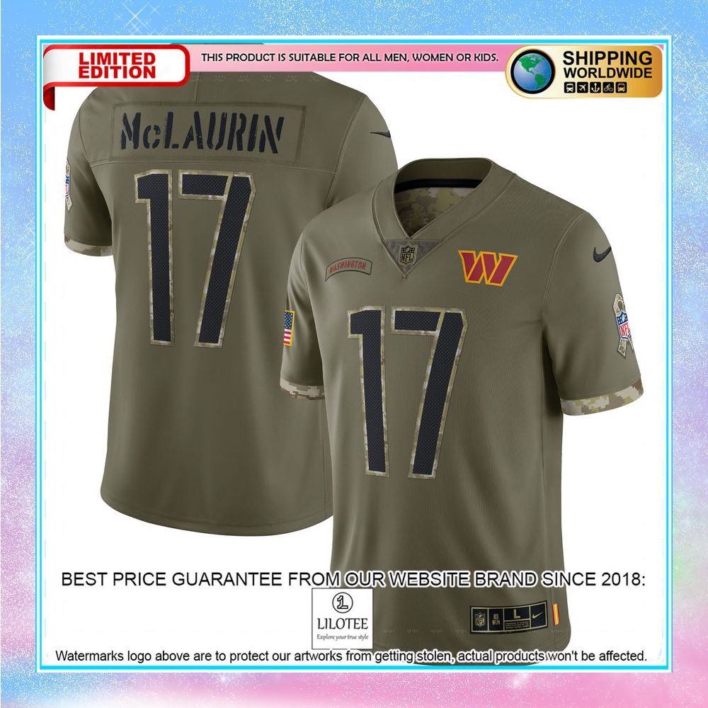 terry mclaurin washington commanders 2022 salute to service limited jersey olive football jersey 1 268