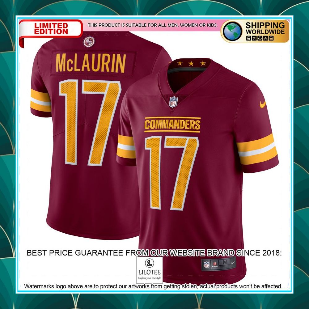 terry mclaurin washington commanders vapor burgundy football jersey 1 758