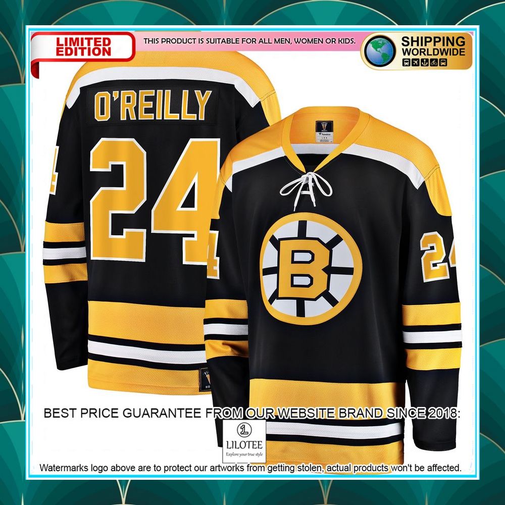 terry o reilly boston bruins premier retired black hockey jersey 1 452