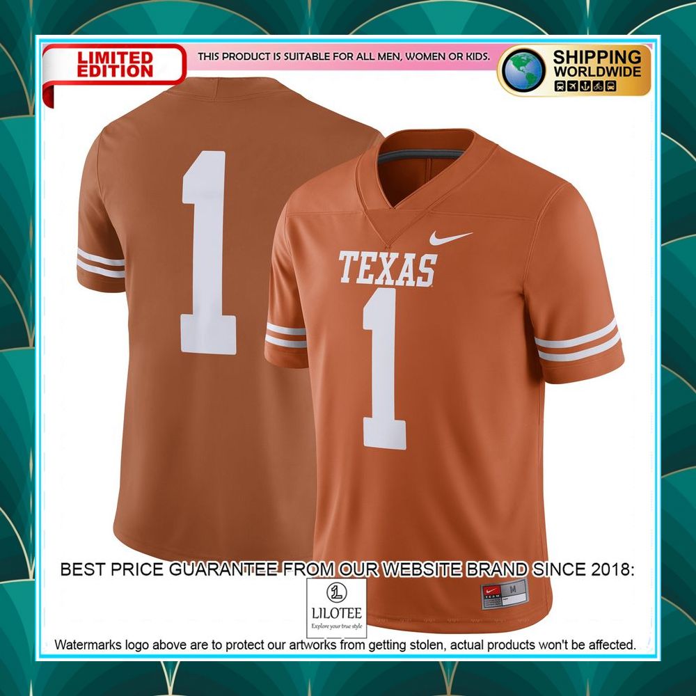 texas longhorns nike 1 home texas orange football jersey 1 819