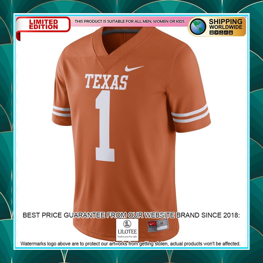 texas longhorns nike 1 home texas orange football jersey 2 748
