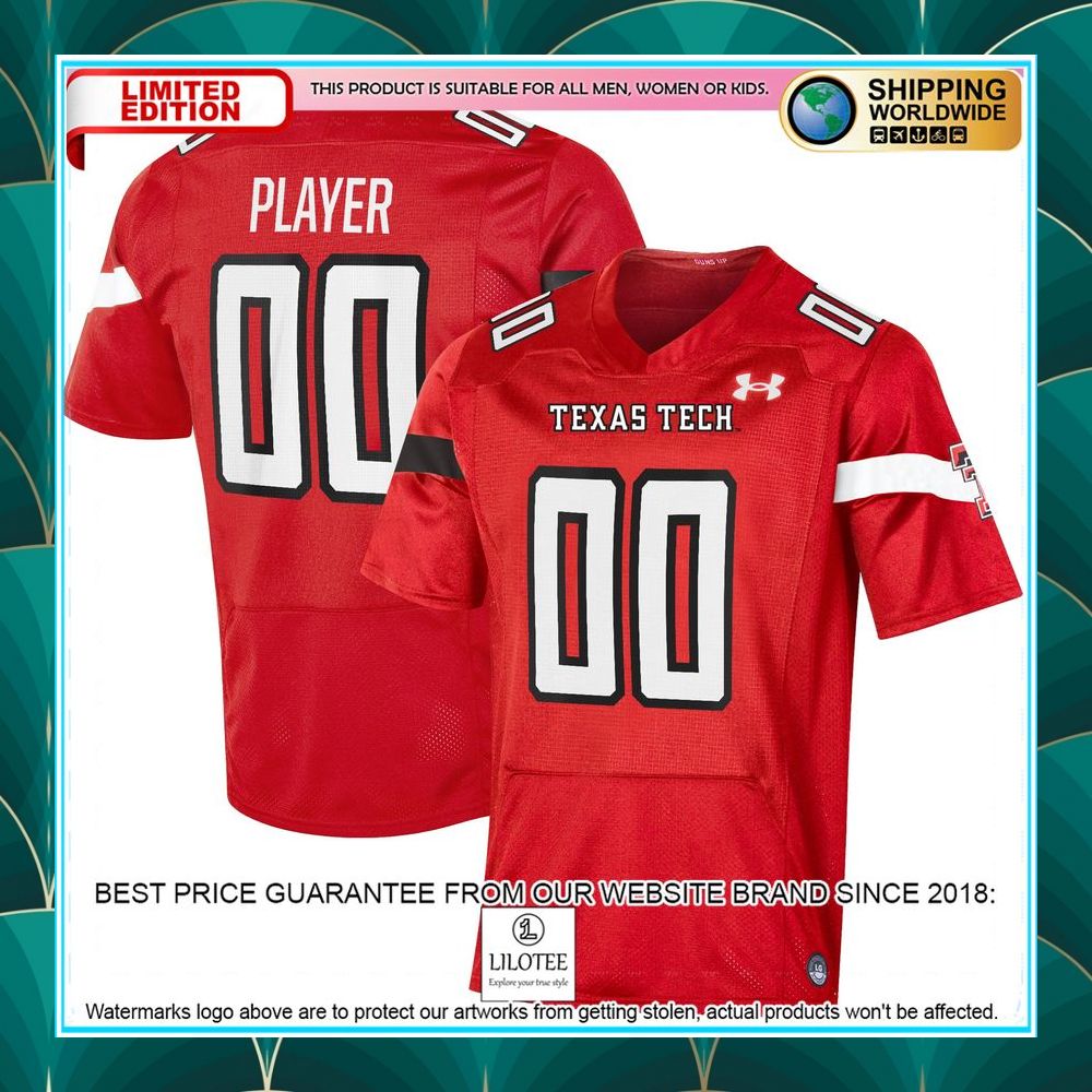 texas tech red raiders under armour custom nil red football jersey 1 653