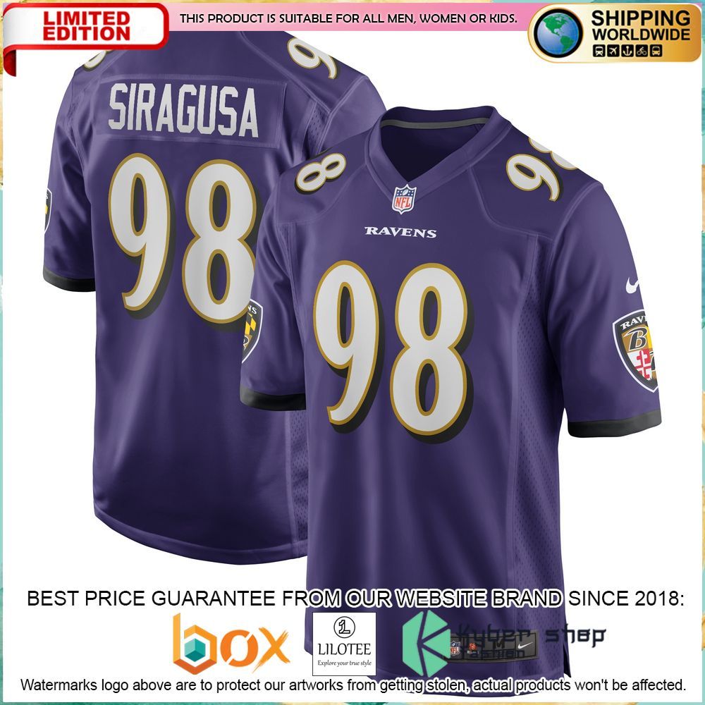 tony siragusa baltimore ravens nike retired purple football jersey 1 160