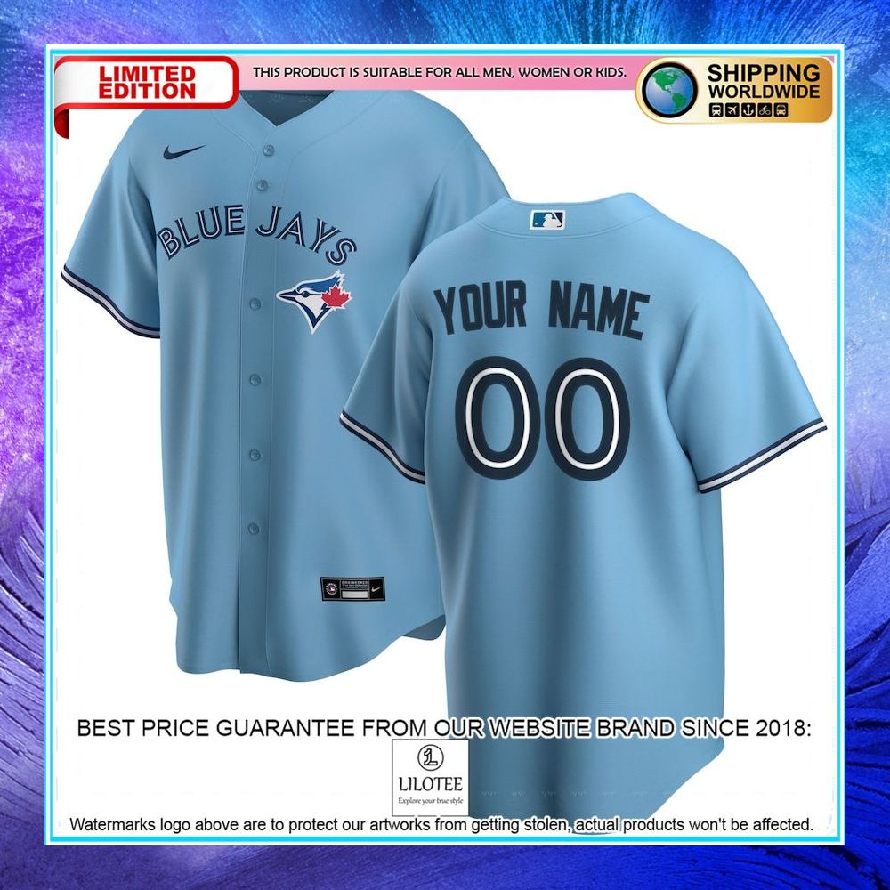 toronto blue jays nike alternate custom light blue baseball jersey 1 676