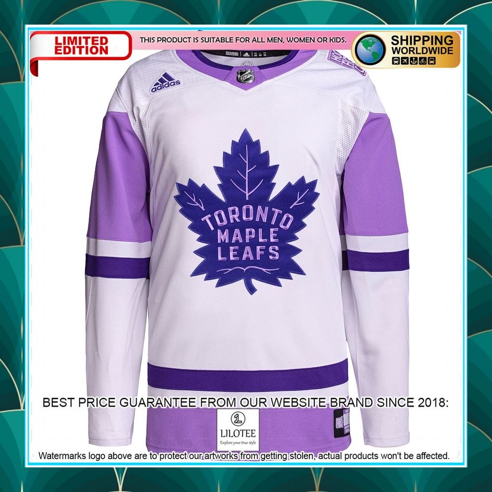 toronto maple leafs adidas hockey fights cancer primegreen custom white purple hockey jersey 2 23