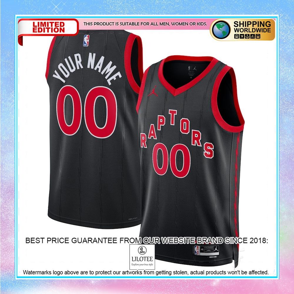 toronto raptors jordan brand unisex 2022 23 custom black basketball jersey 1 682