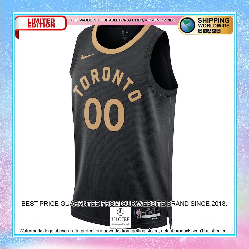 toronto raptors nike unisex 2022 23 custom city edition black basketball jersey 2 791