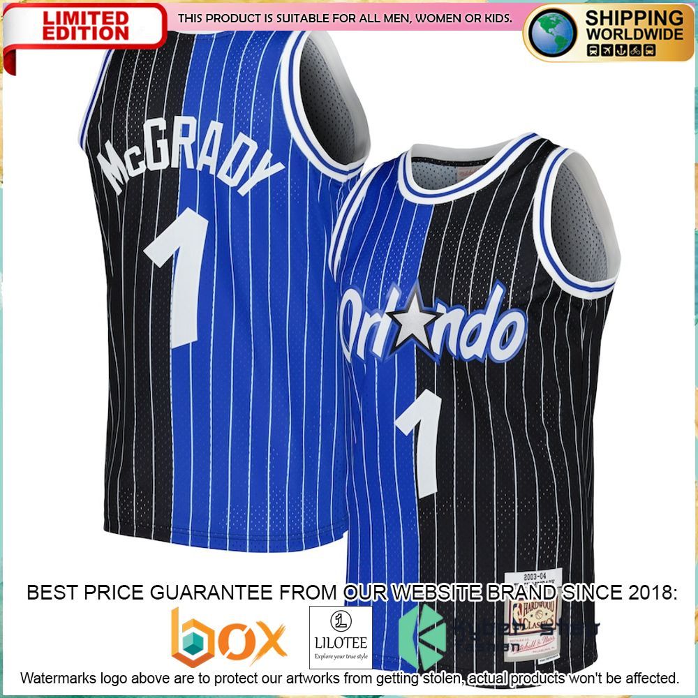 tracy mcgrady orlando magic mitchell ness 2003 04 blue black basketball jersey 1 511