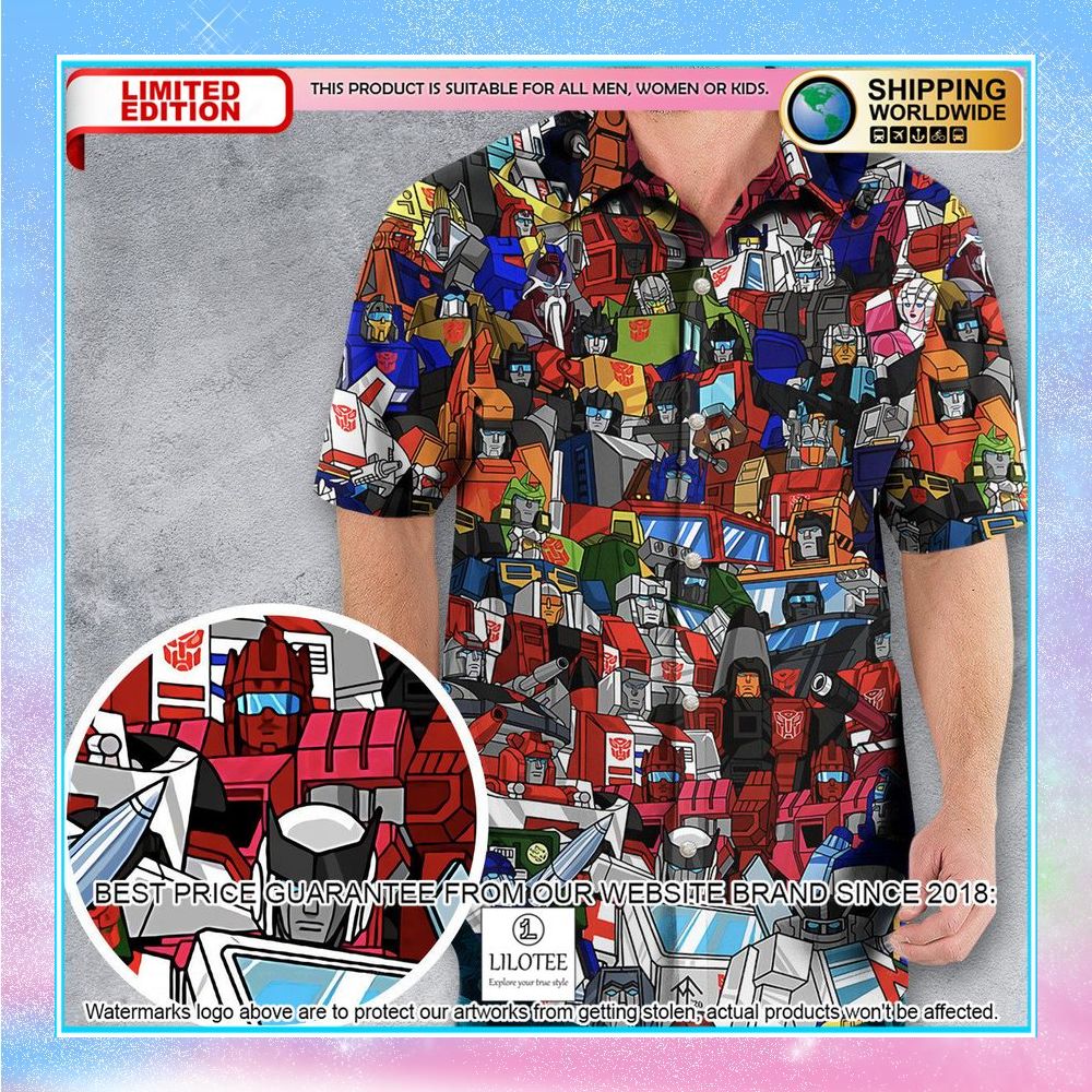 transformers characters pattern hawaiian shirt 1 347
