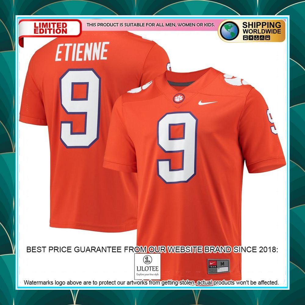 travis etienne clemson tigers nike 2021 draft class orange football jersey 1 543