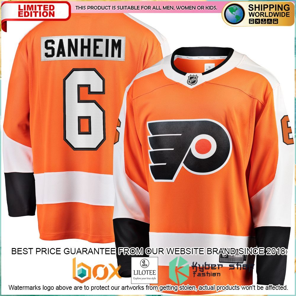 travis sanheim philadelphia flyers home breakaway orange hockey jersey 1 765