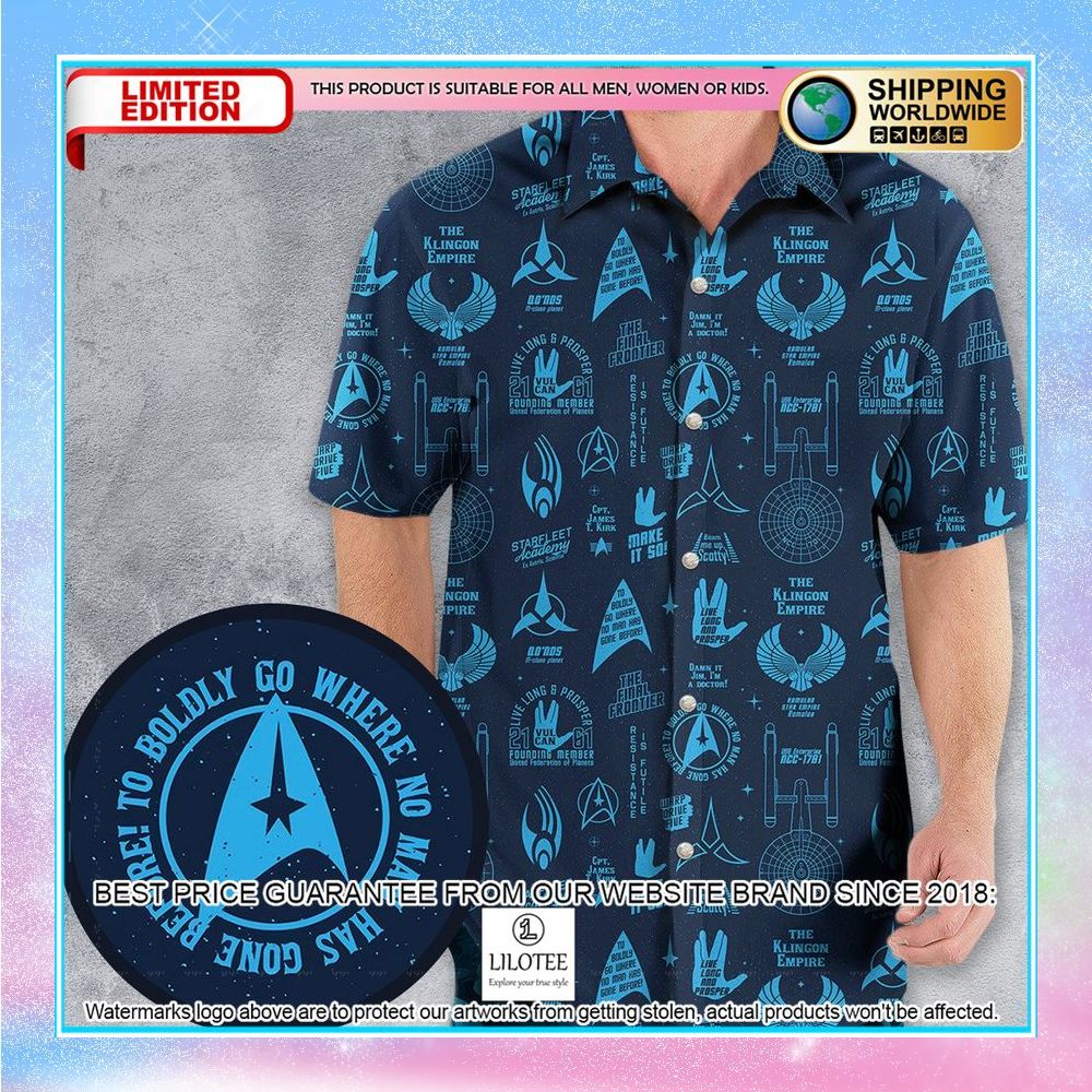 trekkie star trek pattern hawaiian shirt 1 558