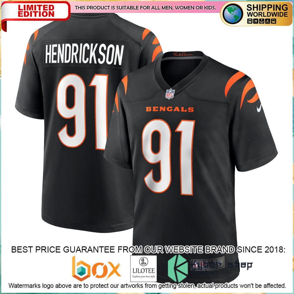 trey hendrickson cincinnati bengals nike black football jersey 1 677