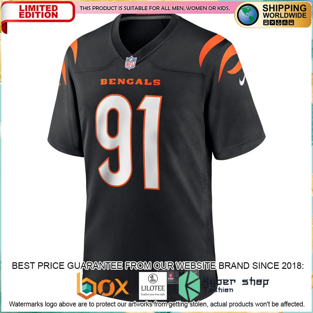 trey hendrickson cincinnati bengals nike black football jersey 2 509