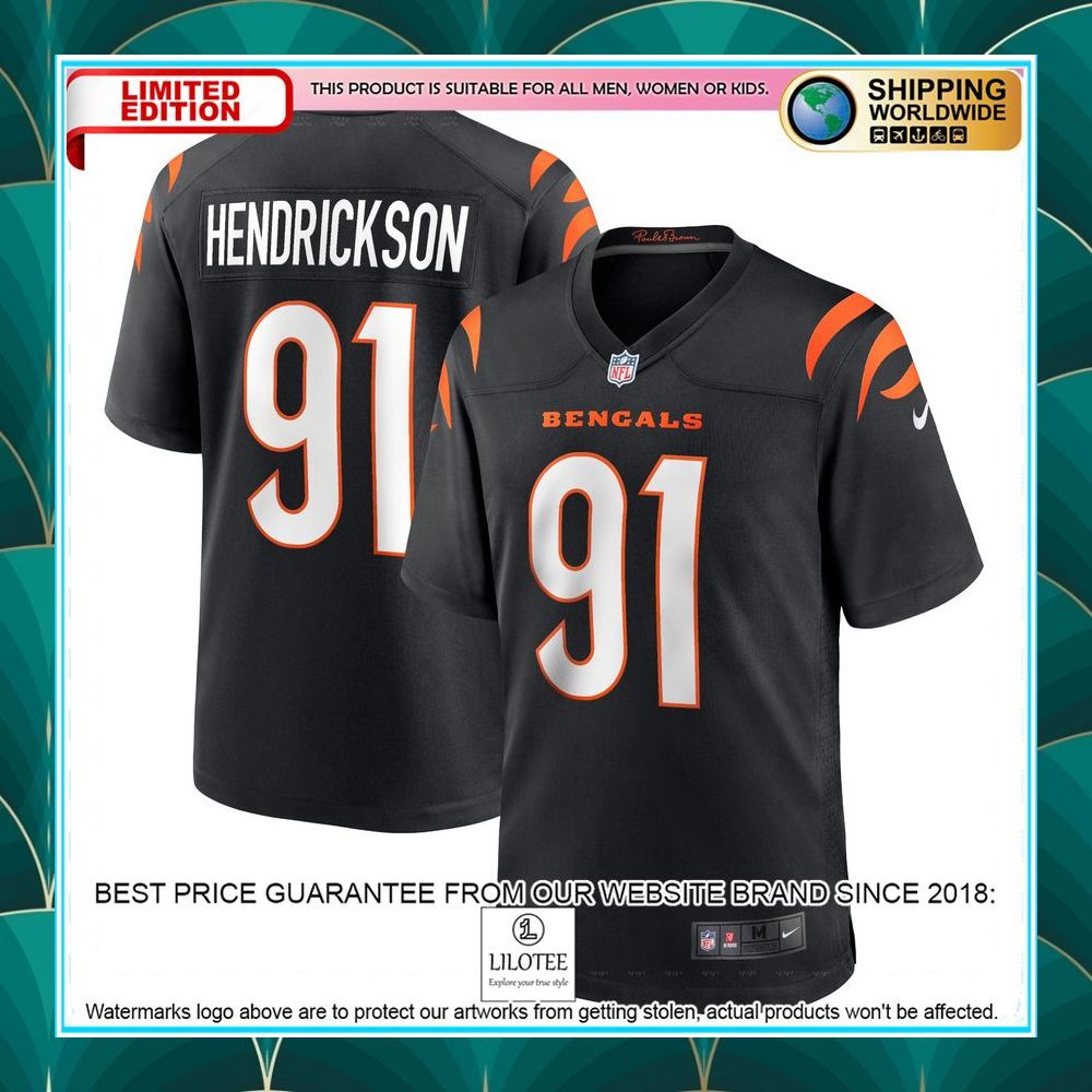 trey hendrickson cincinnati bengals team black football jersey 1 783