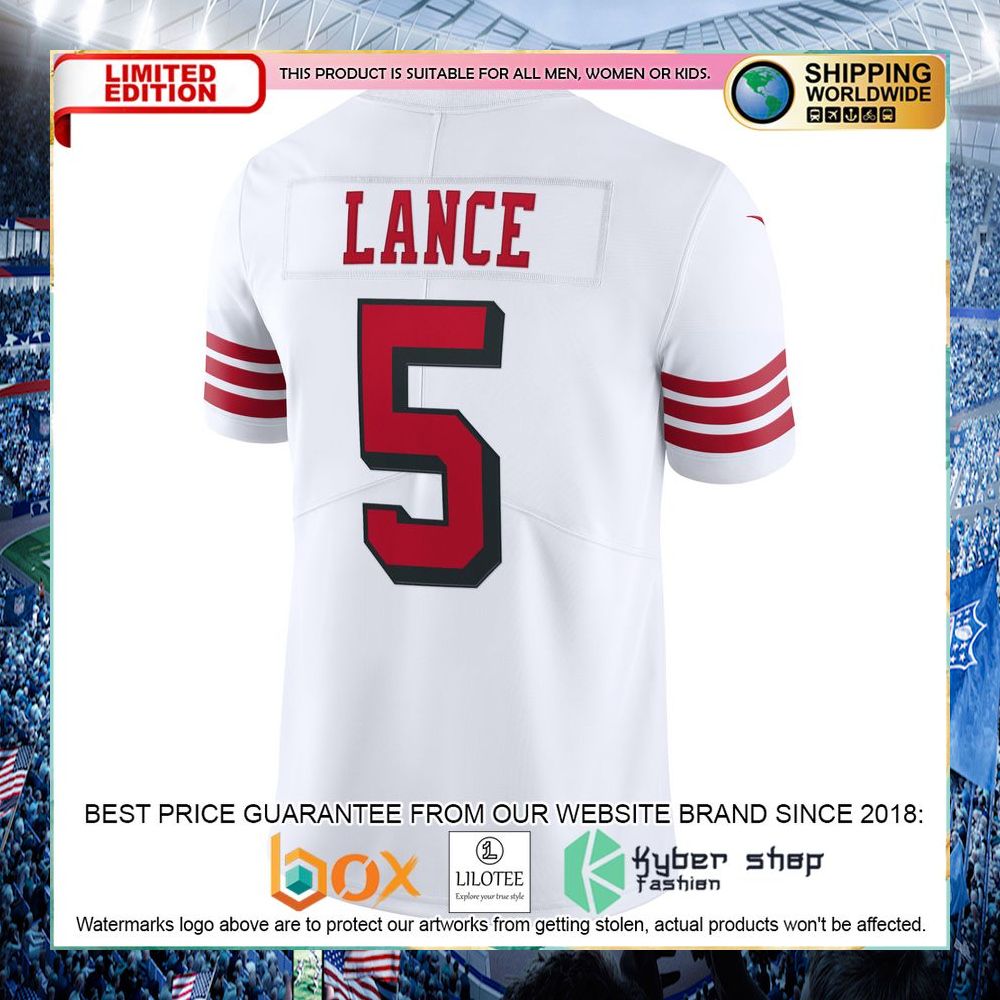 Trey Lance San Francisco 49ers Nike Alternate 2 Vapor White Football Jersey - LIMITED EDITION 9 trey lance san francisco 49ers nike alternate 2 vapor white football jersey 3 876