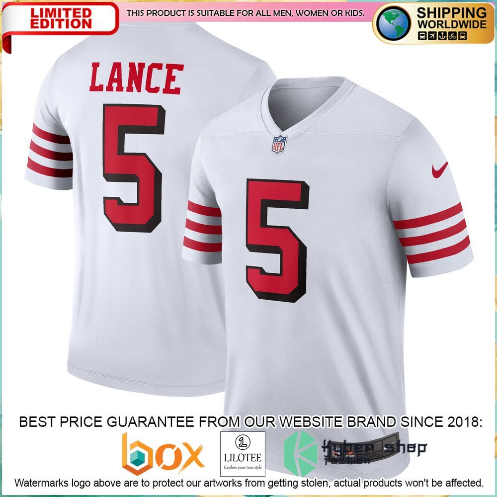 trey lance san francisco 49ers nike alternate legend white football jersey 1 12