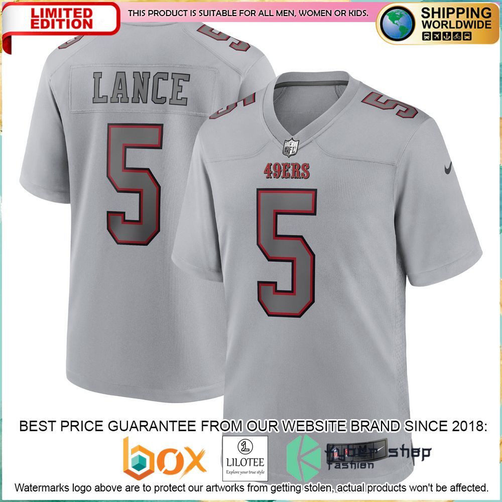 trey lance san francisco 49ers nike atmosphere fashion gray football jersey 1 664
