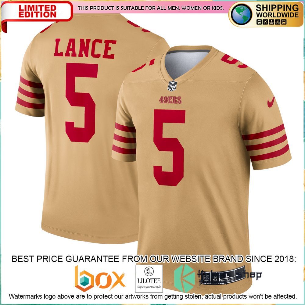 trey lance san francisco 49ers nike inverted legend gold football jersey 1 130