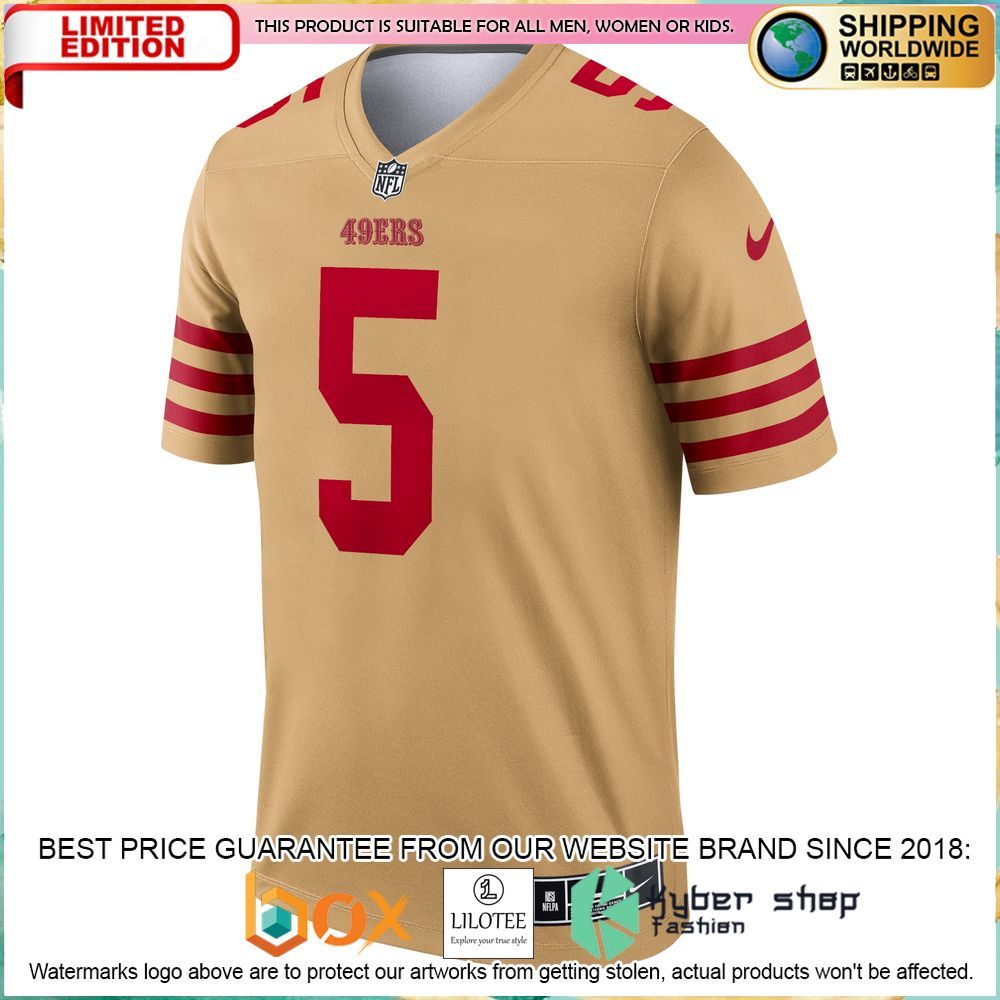 trey lance san francisco 49ers nike inverted legend gold football jersey 2 110