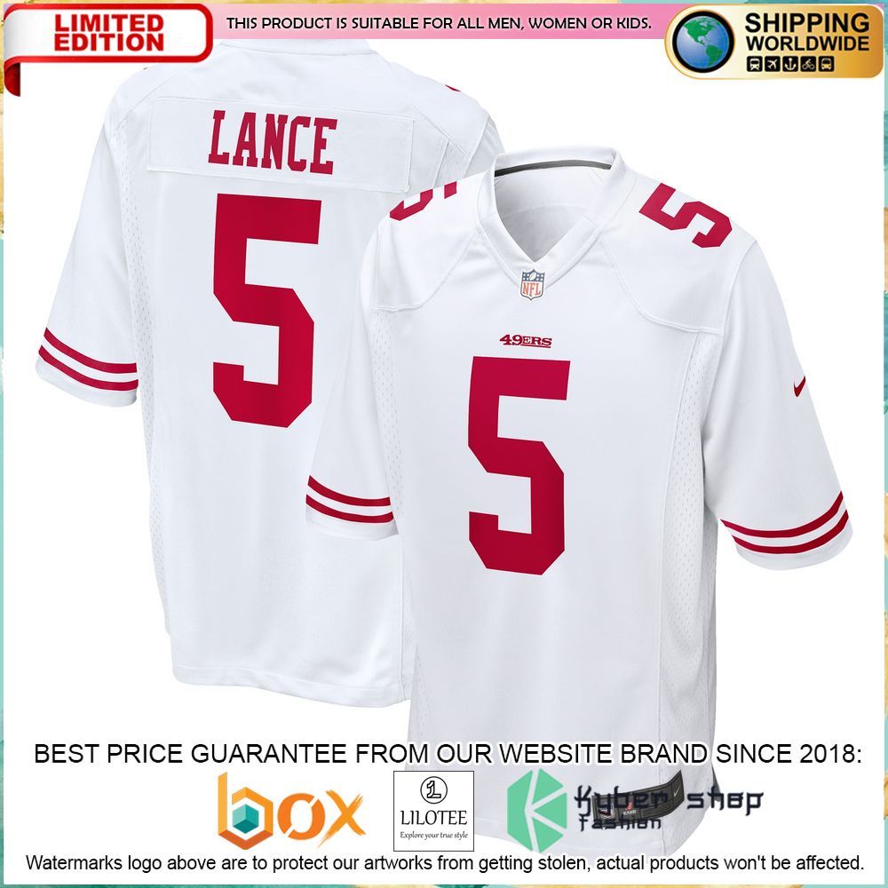 trey lance san francisco 49ers nike white football jersey 1 712