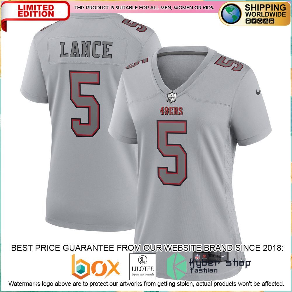 trey lance san francisco 49ers nike womens gray football jersey 1 629