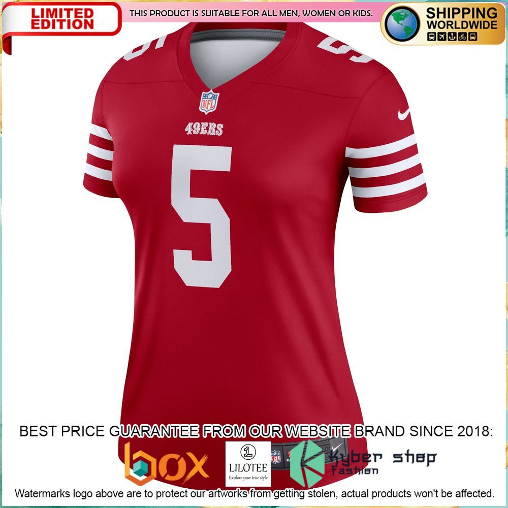 trey lance san francisco 49ers nike womens legend scarlet football jersey 2 548